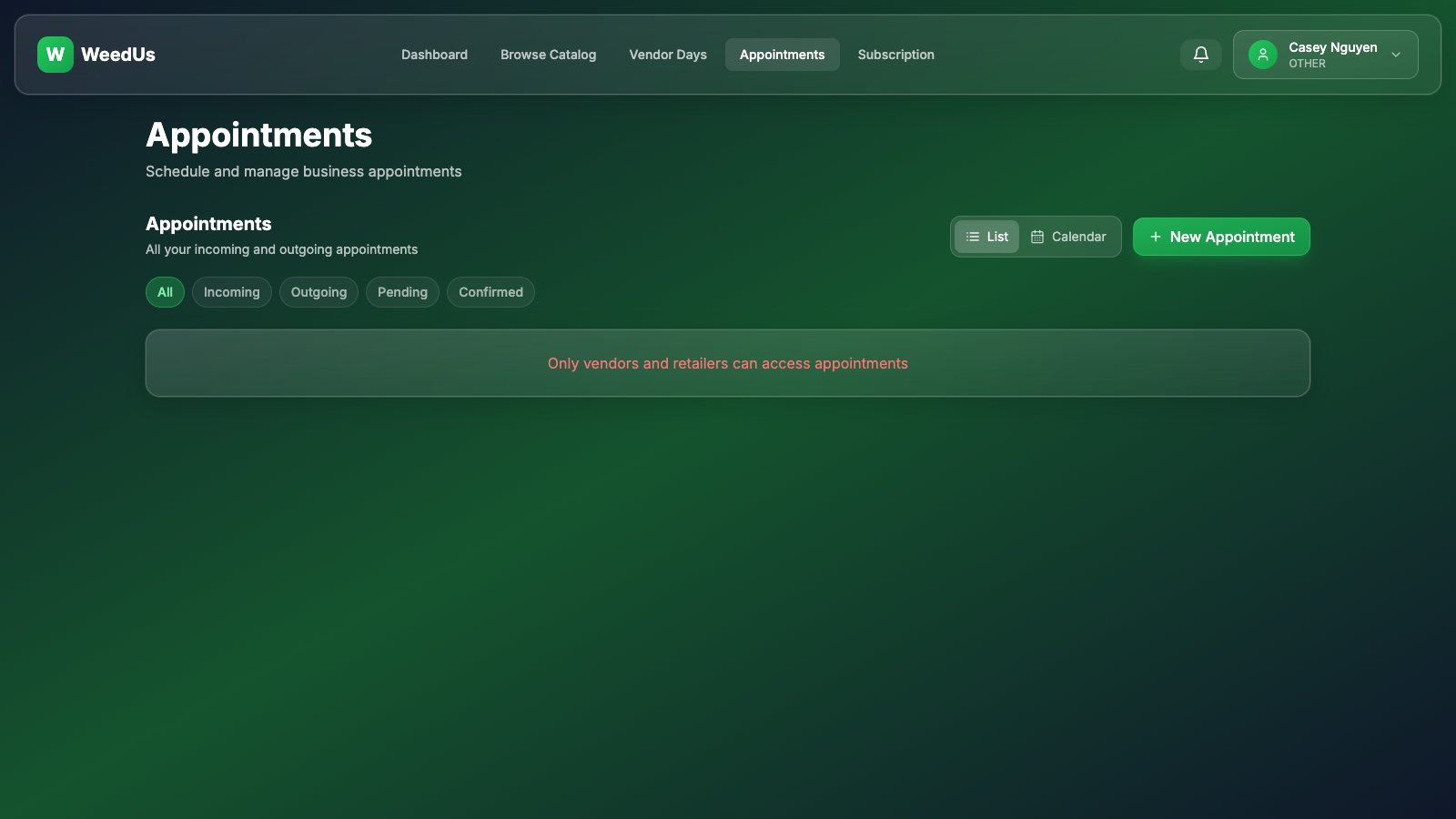 Appointments page