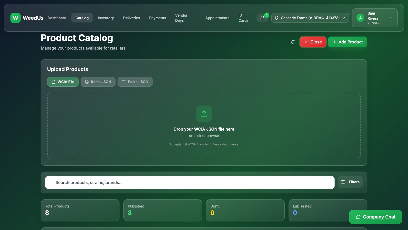 Catalog uploader with WCIA File, Items JSON, and Paste JSON tabs